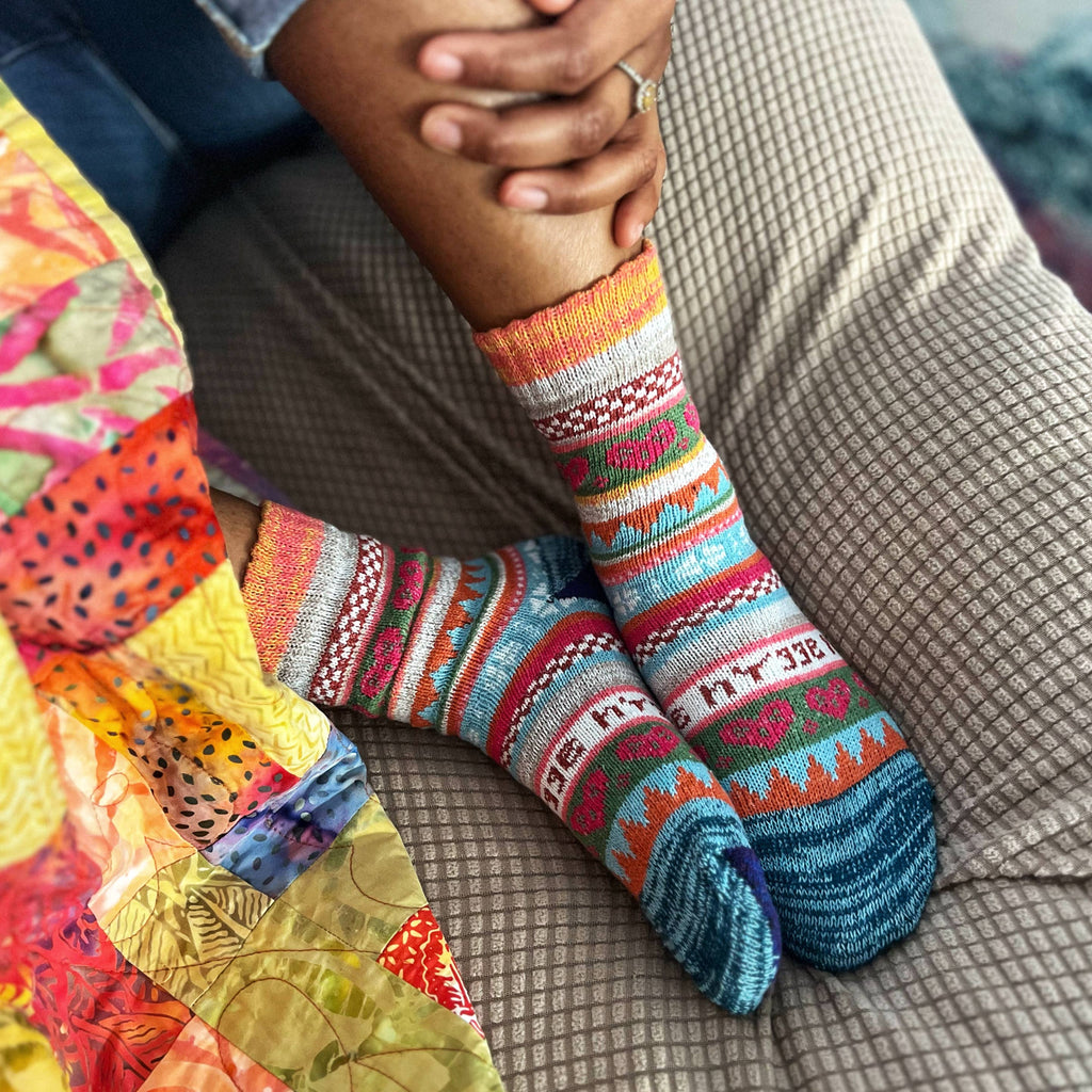 Heart Hygge Socks - Retro Cabin Cozy Boots & Slides Socks