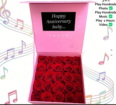 Preserved Roses Music Box with LED Screen